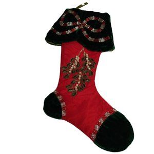 Katherine's Collection Beaded Mistletoe Christmas Stocking